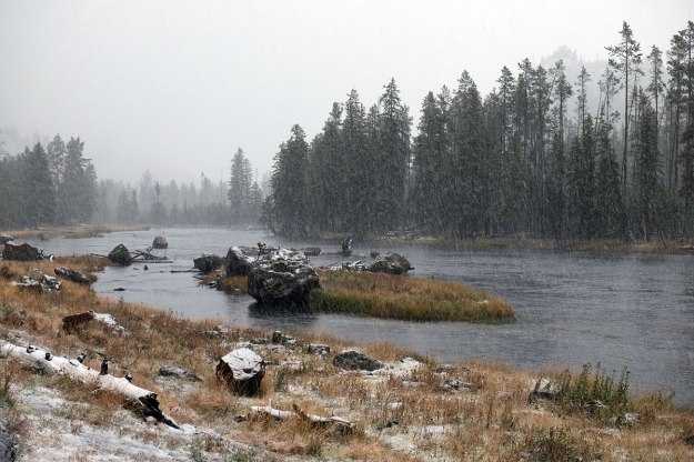 The snowstorm as we drove in on September 18.