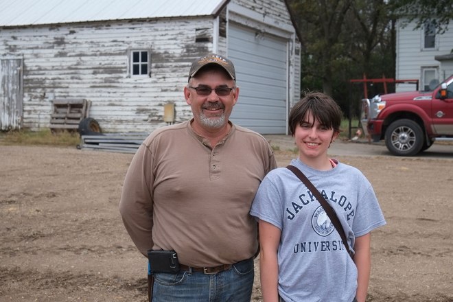 Linda's cousin Chris, who farms the two quarter-sections with his sons