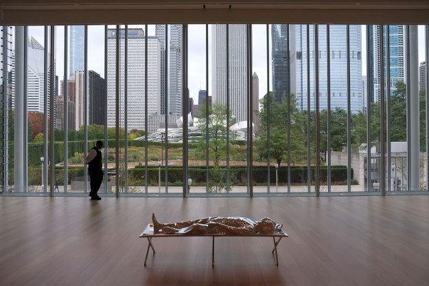 Sculpture by Charles Ray. Both Greta and I thought it was pretentious and stupid, (George Segal abducted by Jeff Koons), but we liked the view out the window. 