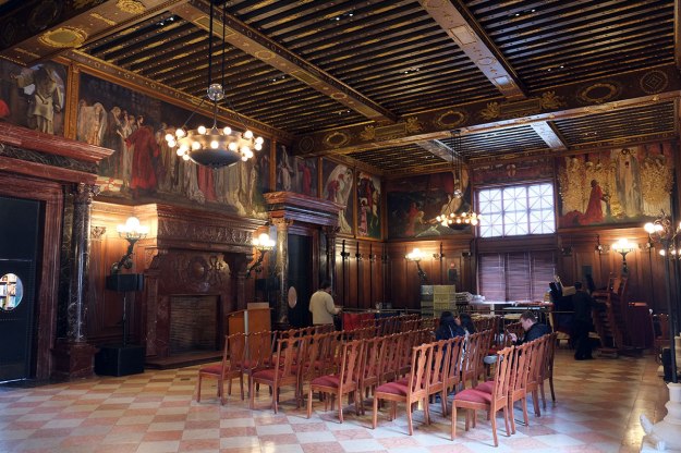 the Abbey mural room at the BPL